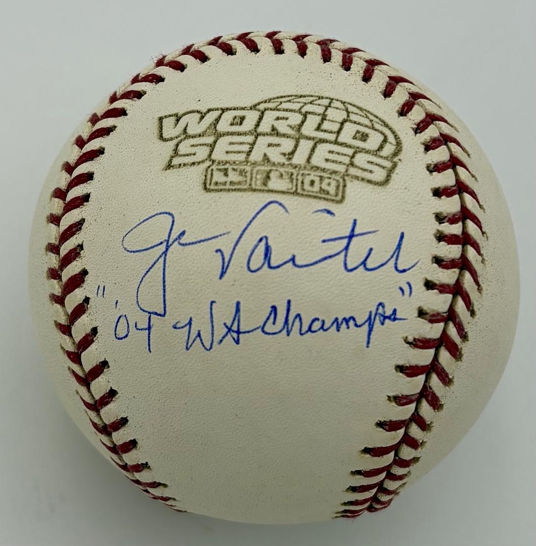 Jason Varitek signed 2004 World Series baseball w/inscription (Red Sox) - JSA COA